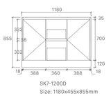 SK7-1200W Sammy Floor Standing Finger Pull White Gloss Vanity Ceramic Top