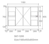 SK7-1200W Sammy Floor Standing Finger Pull White Gloss Vanity Ceramic Top