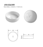 Blanca Round Above Counter Basin Matte White timelessbathroomsupplies 150.00