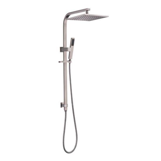 Bellino Brushed Nickel Square Twin Shower System - Timeless Bathroom Supplies
