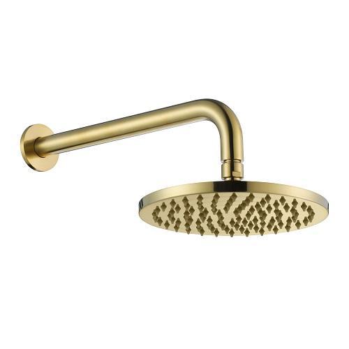 Clara Round Brushed Gold Overhead Wall Shower 200mm Head - Timeless Bathroom Supplies