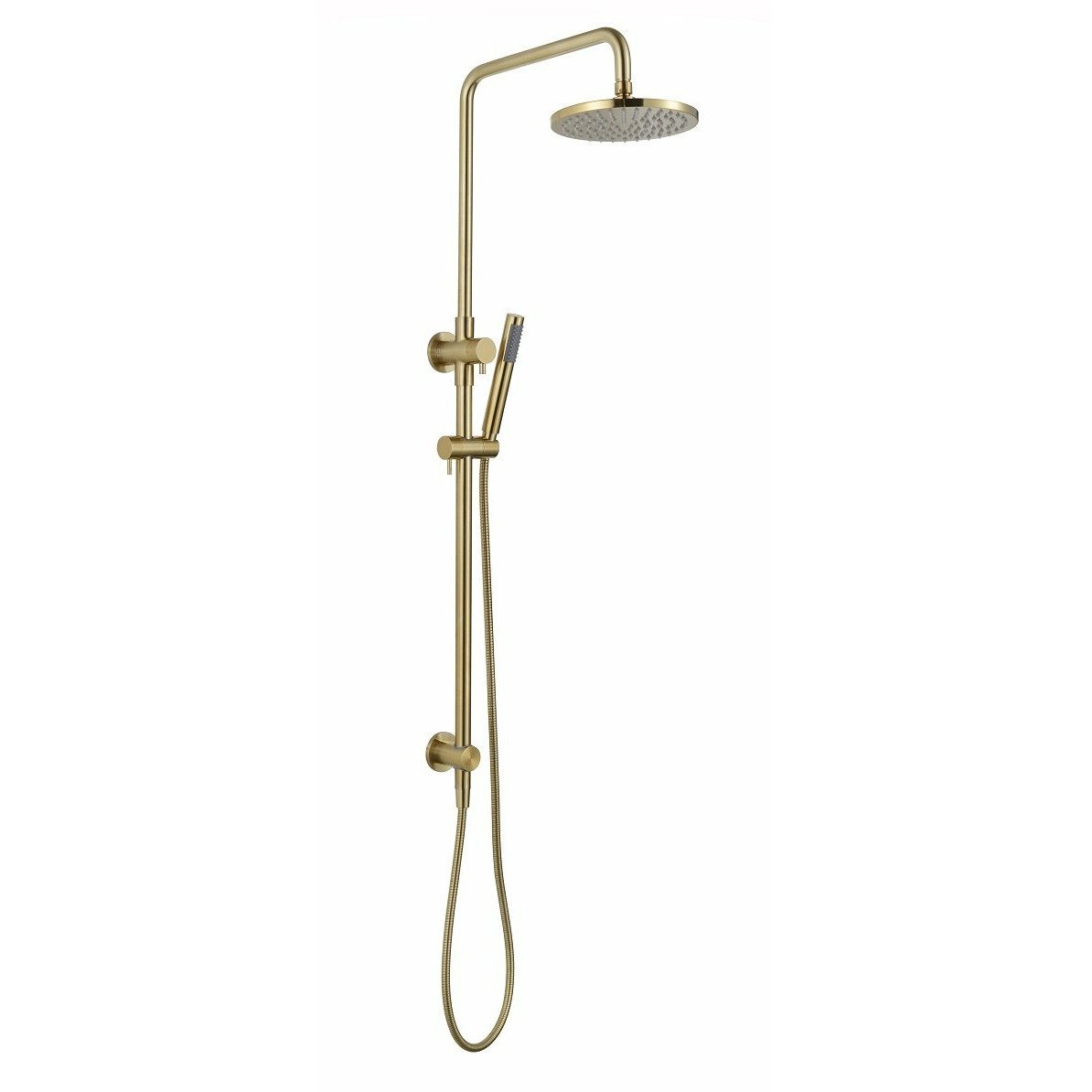 Clara Round Brushed Gold Twin Rail Shower Timeless Bathroom Supplies