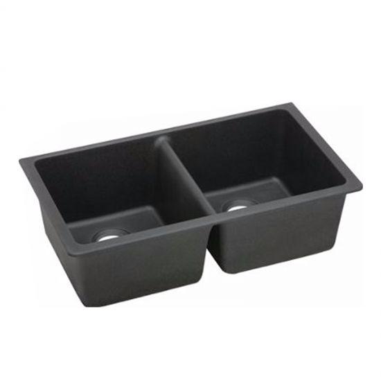 Double Bowl Black Granite Undermount Kitchen Sink - Timeless Bathroom Supplies