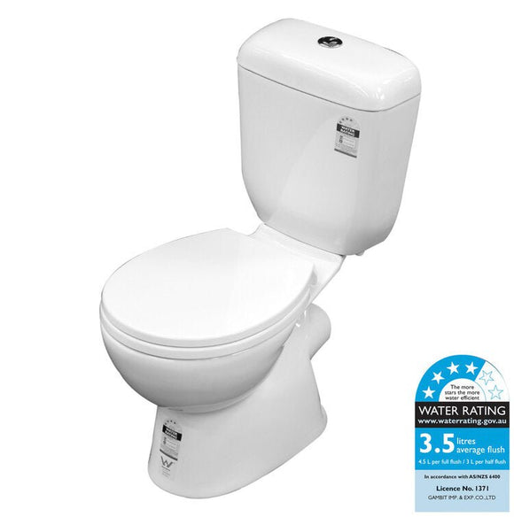 Lucca Close Coupled 'P' Trap Toilet Suite Soft Close Seat - Timeless Bathroom Supplies