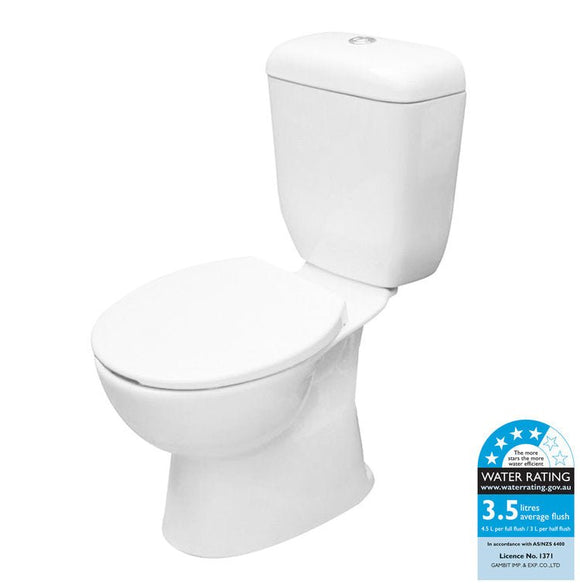 Lucca Close Coupled 'S' Trap Toilet Suite Soft Close Seat - Timeless Bathroom Supplies