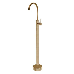 Pentro Brushed Gold Floorstanding Bath Spout With Mixer - Timeless Bathroom Supplies