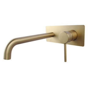 Pentro Brushed Gold Wall Basin/Bath Mixer - Timeless Bathroom Supplies