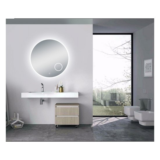Round 900mm Frontlit LED Mirror With Magnifying Mirror - Timeless Bathroom Supplies