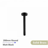 Round Matte Black 200mm Ceiling Shower Arm - Timeless Bathroom Supplies