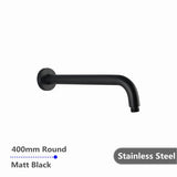 Round Matte Black 400mm Shower Arm - Timeless Bathroom Supplies